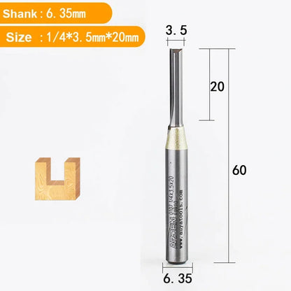 TCT Straight End Mill Router Bit - 1/4in Shank