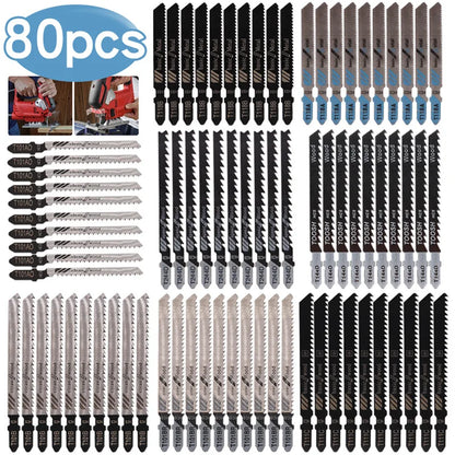 Jigsaw Blade Set - 80 Pieces, HCS/HSS, T-Shank
