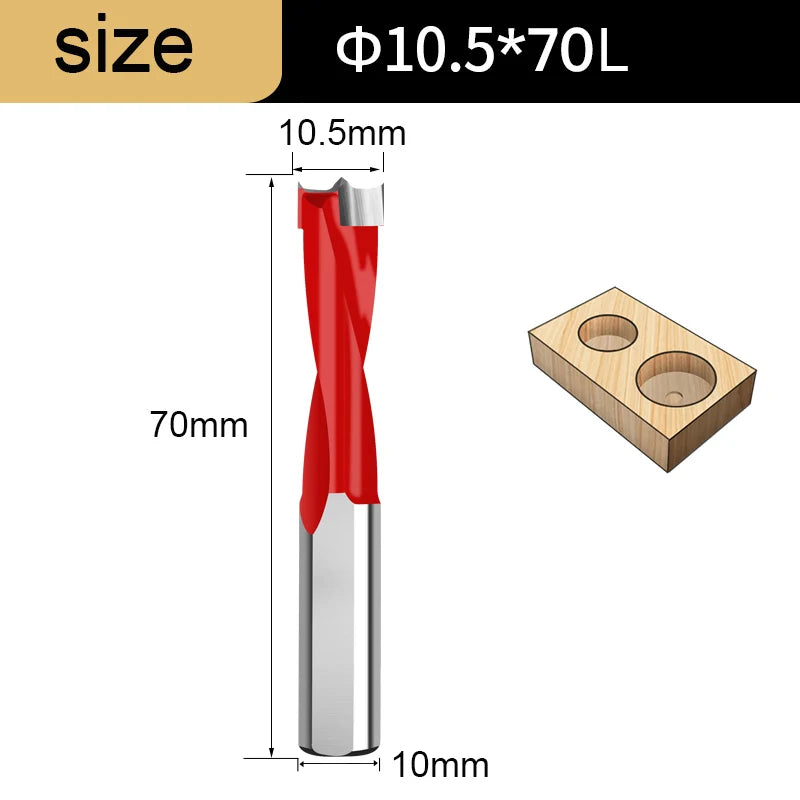 Gang Drill Bit for Wood - 10mm Shank, 70mm Long, Left & Right Rotation