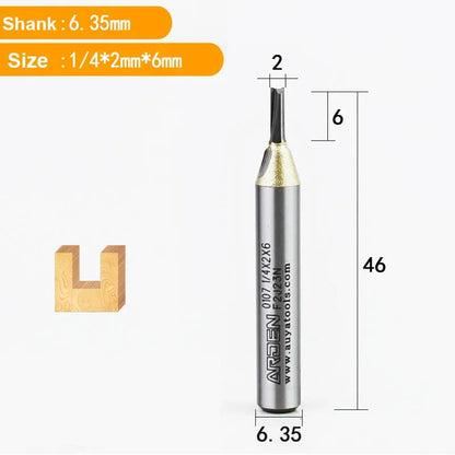 TCT Straight End Mill Router Bit - 1/4in Shank