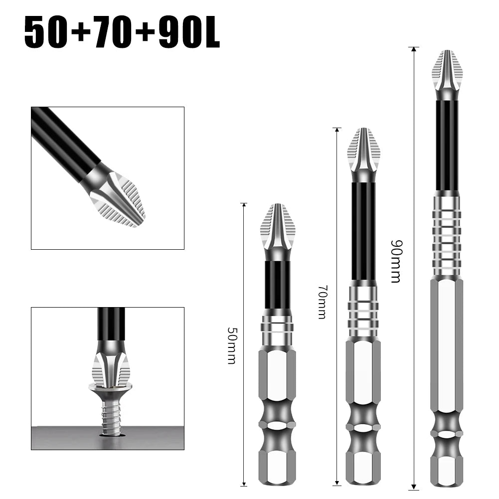Non-Slip Magnetic Cross Head Screwdriver Bits - K5, 25-150mm Lengths