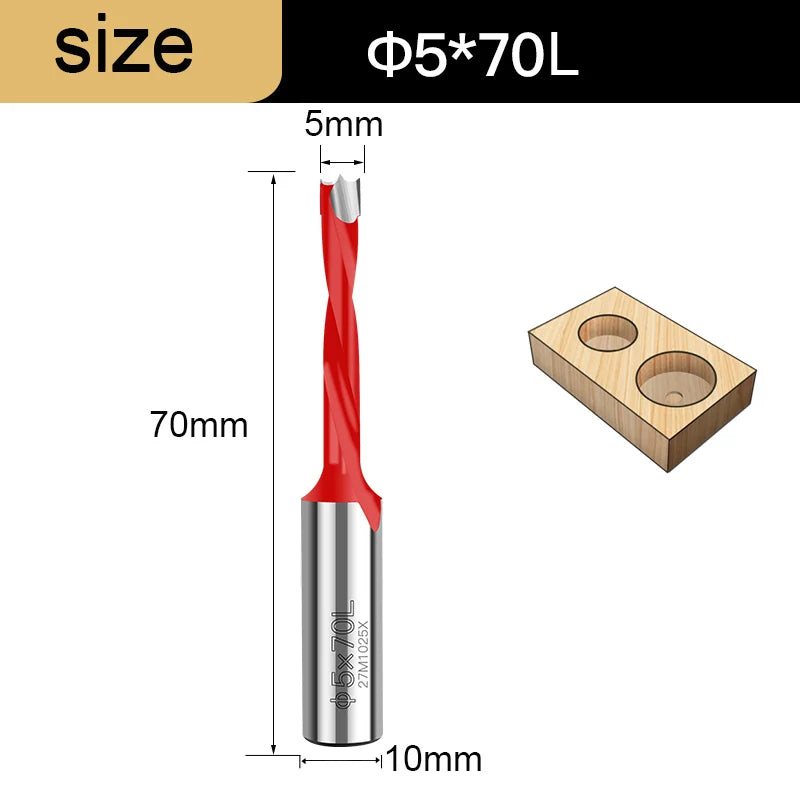 Gang Drill Bit for Wood - 10mm Shank, 70mm Long, Left & Right Rotation