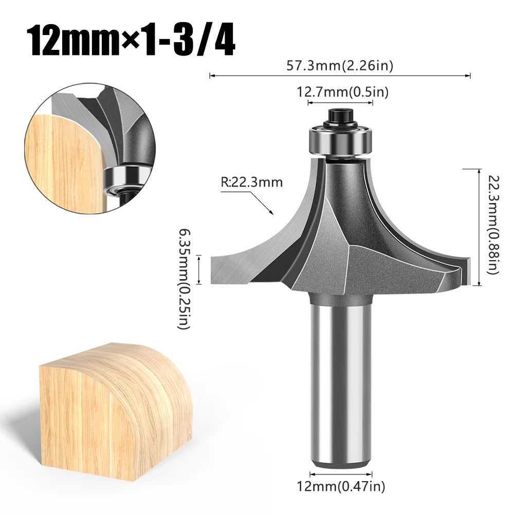 12mm shank round over router bit with bearing - image 26 of 27