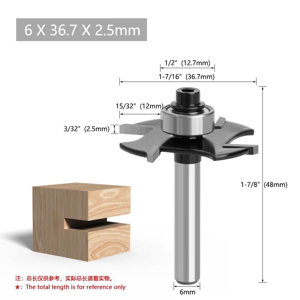 LAVIE 4-Blade T-Slot Cutter – 6mm/6.35mm Shank Jointing Bit