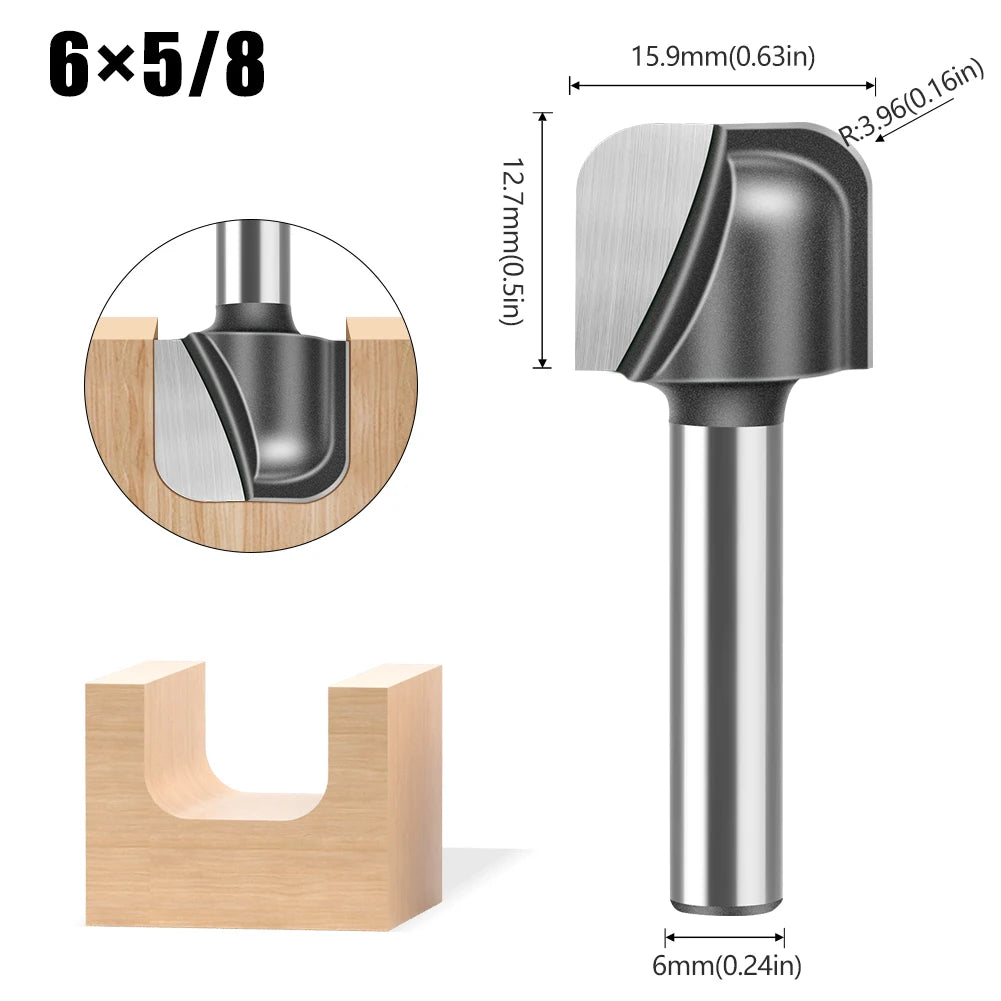 Round bottom double arc router bit with 6mm, 1/4in and 12mm shank - image 17 of 25