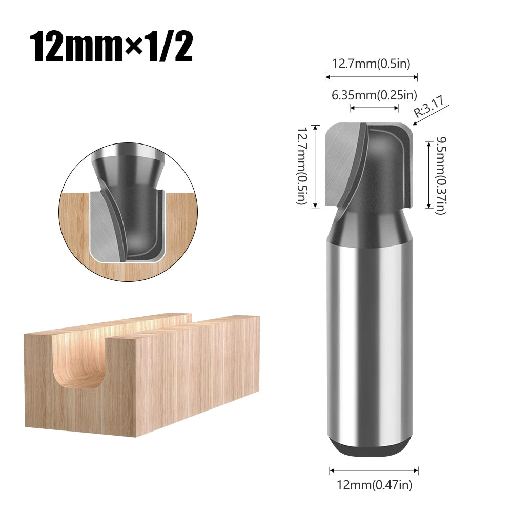 Round bottom double arc router bit with 6mm, 1/4in and 12mm shank - image 11 of 25
