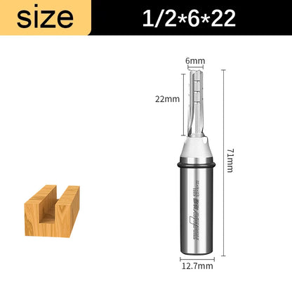 1/2in Shank 3-Flute Straight Router Bit - TCT Trimming & Slotting End Mill
