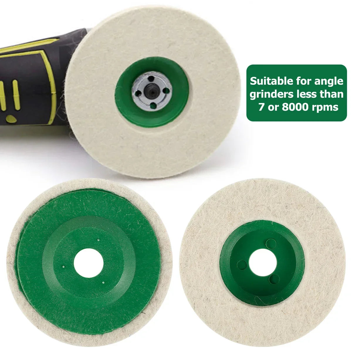 Wool Polishing Disc Set, 100mm 10-pack