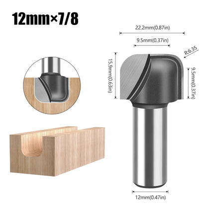 Round bottom double arc router bit with 6mm, 1/4in and 12mm shank - image 21 of 25