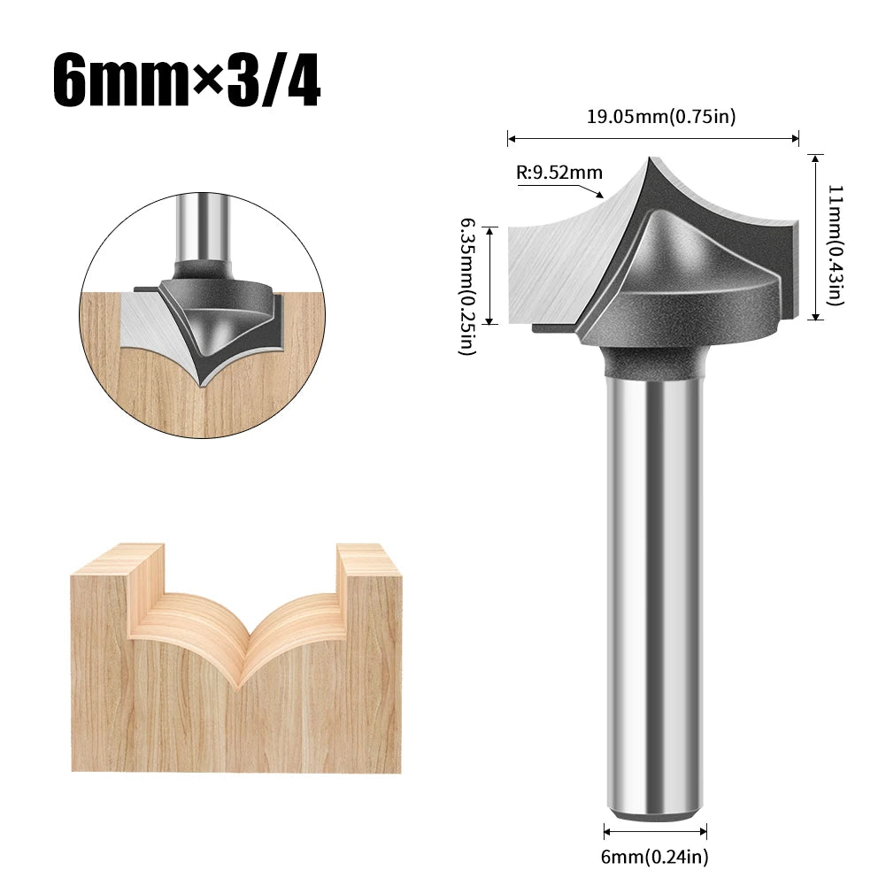 Straight flat bottom router bit with 6mm, 1/4in, 12mm and 1/2in shank - image 10 of 25