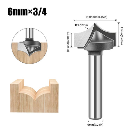 Straight flat bottom router bit with 6mm, 1/4in, 12mm and 1/2in shank - image 10 of 25
