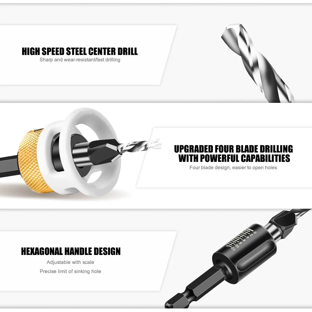 Adjustable depth four-edge countersink drill bit - view 5