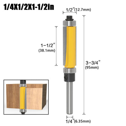 Straight Router Bit with Dual Bearings - 2 Inch Cut, 1/4 Shank