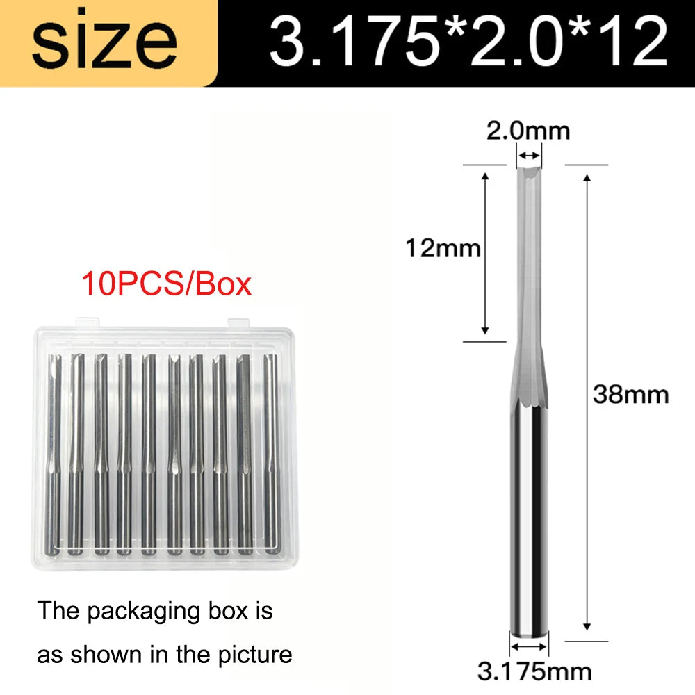 3.175mm shank 2-flute straight end mill, 10-piece set - view 9