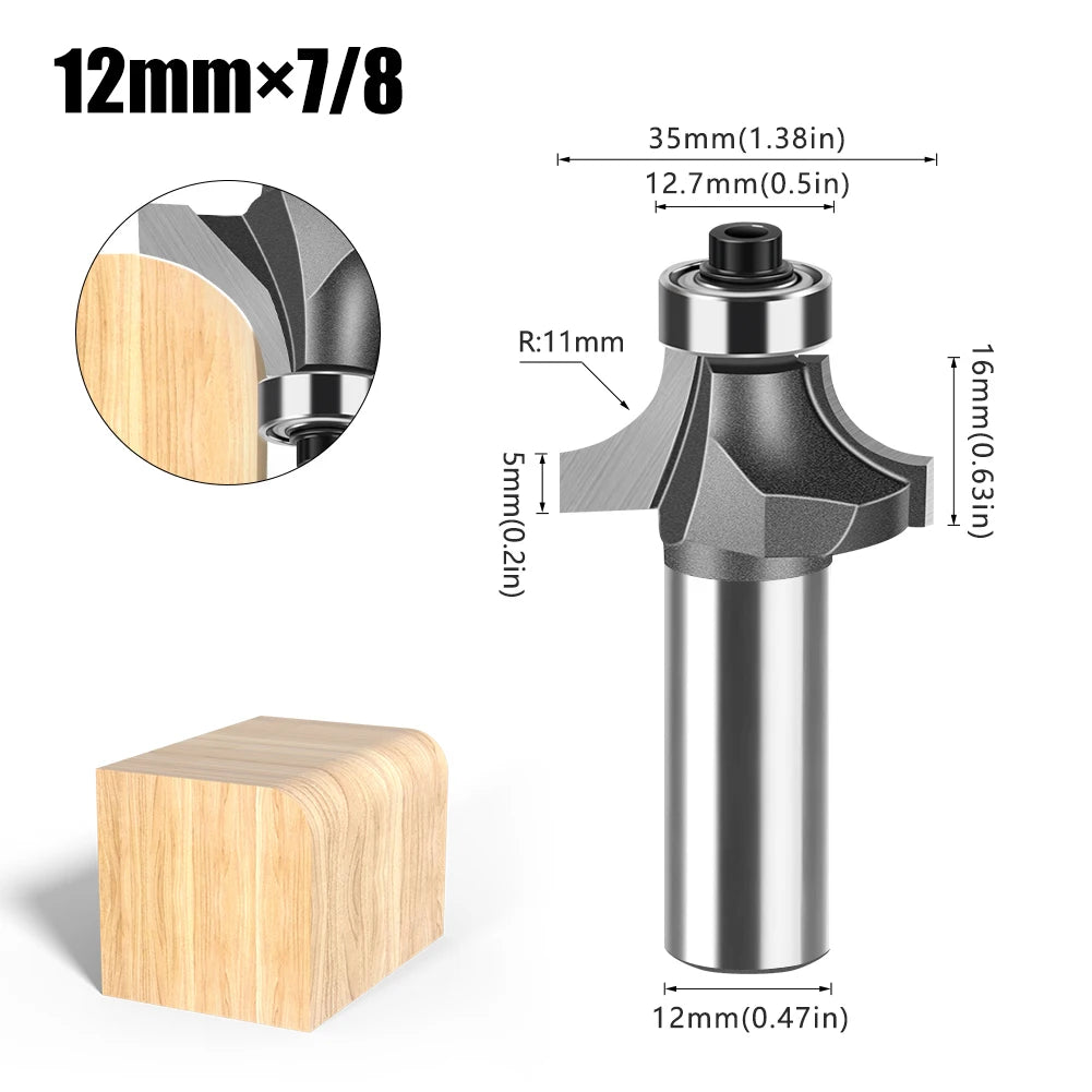 12mm shank round over router bit with bearing - image 20 of 27