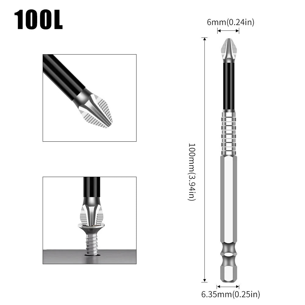 Non-Slip Magnetic Cross Head Screwdriver Bits - K5, 25-150mm Lengths