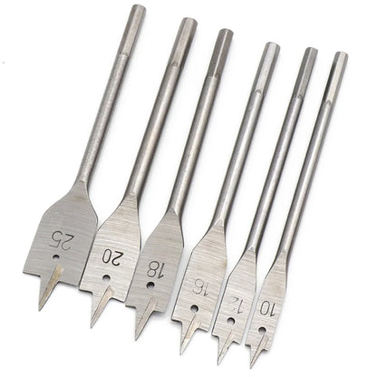 6-Piece Flat Spade Wood Drill Bit Set