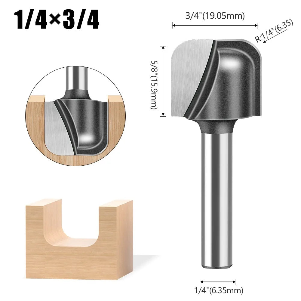 Round bottom double arc router bit with 6mm, 1/4in and 12mm shank - image 24 of 25