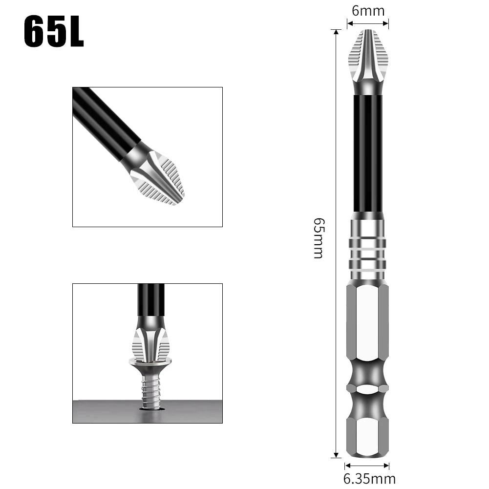 Non-Slip Magnetic Cross Head Screwdriver Bits - K5, 25-150mm Lengths