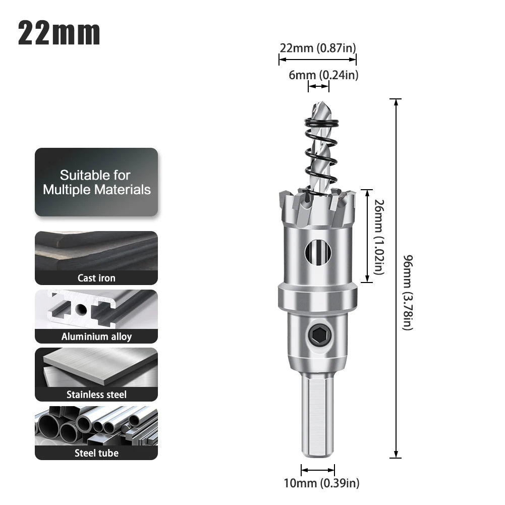 TCT Carbide Hole Saw - 12-70mm Single Cutter for Stainless Steel & Metal