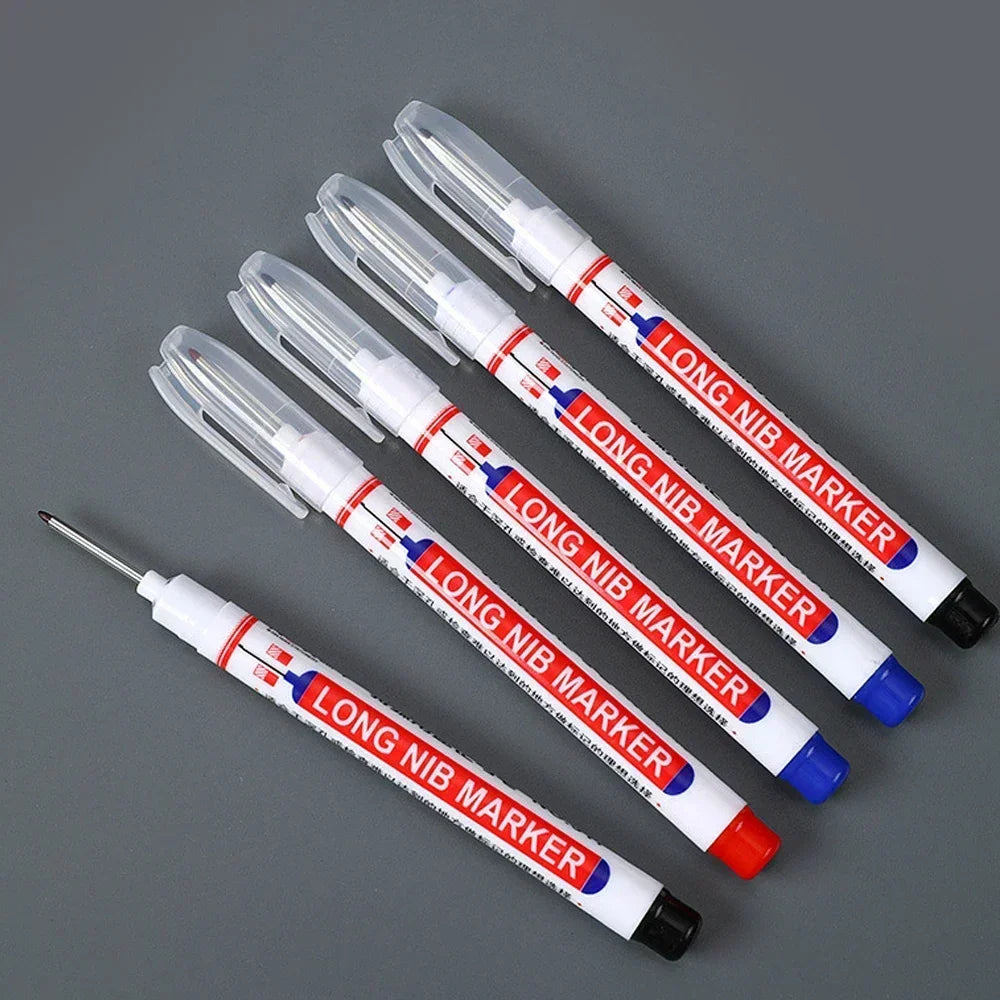 Waterproof Deep-Hole Marker Pens – 20mm Long Head, Carpenter Set