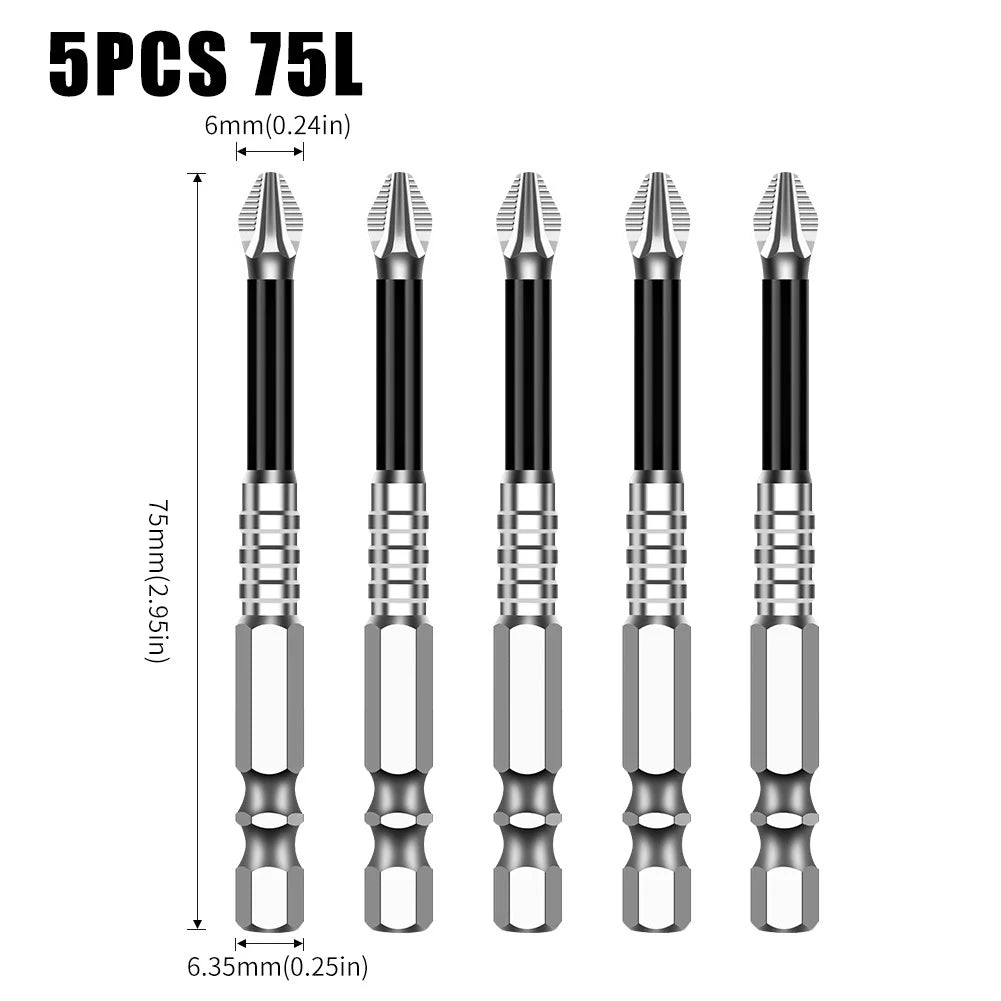 Non-Slip Magnetic Cross Head Screwdriver Bits - K5, 25-150mm Lengths