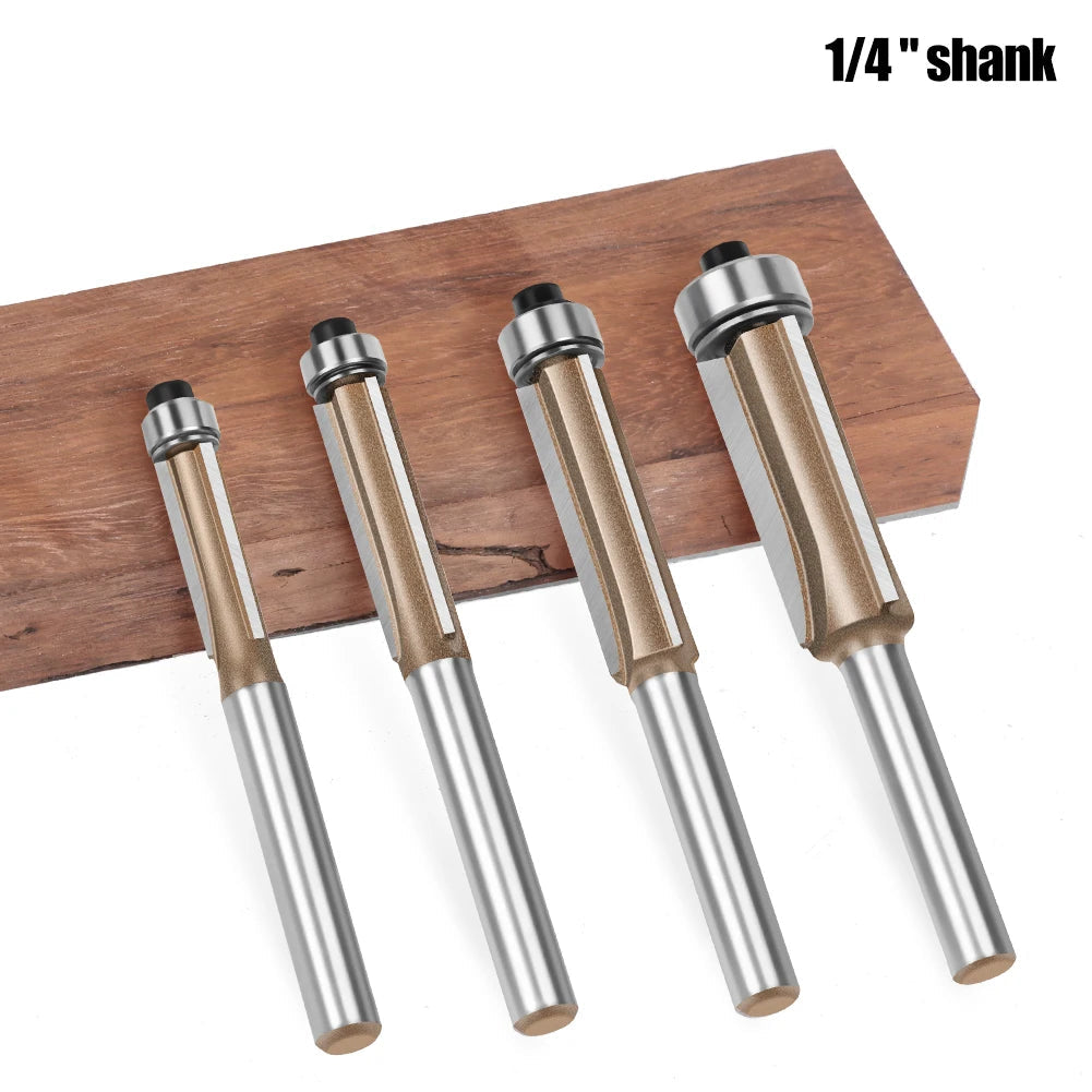 Flush trim router bit with bearing, 3-flute carbide
