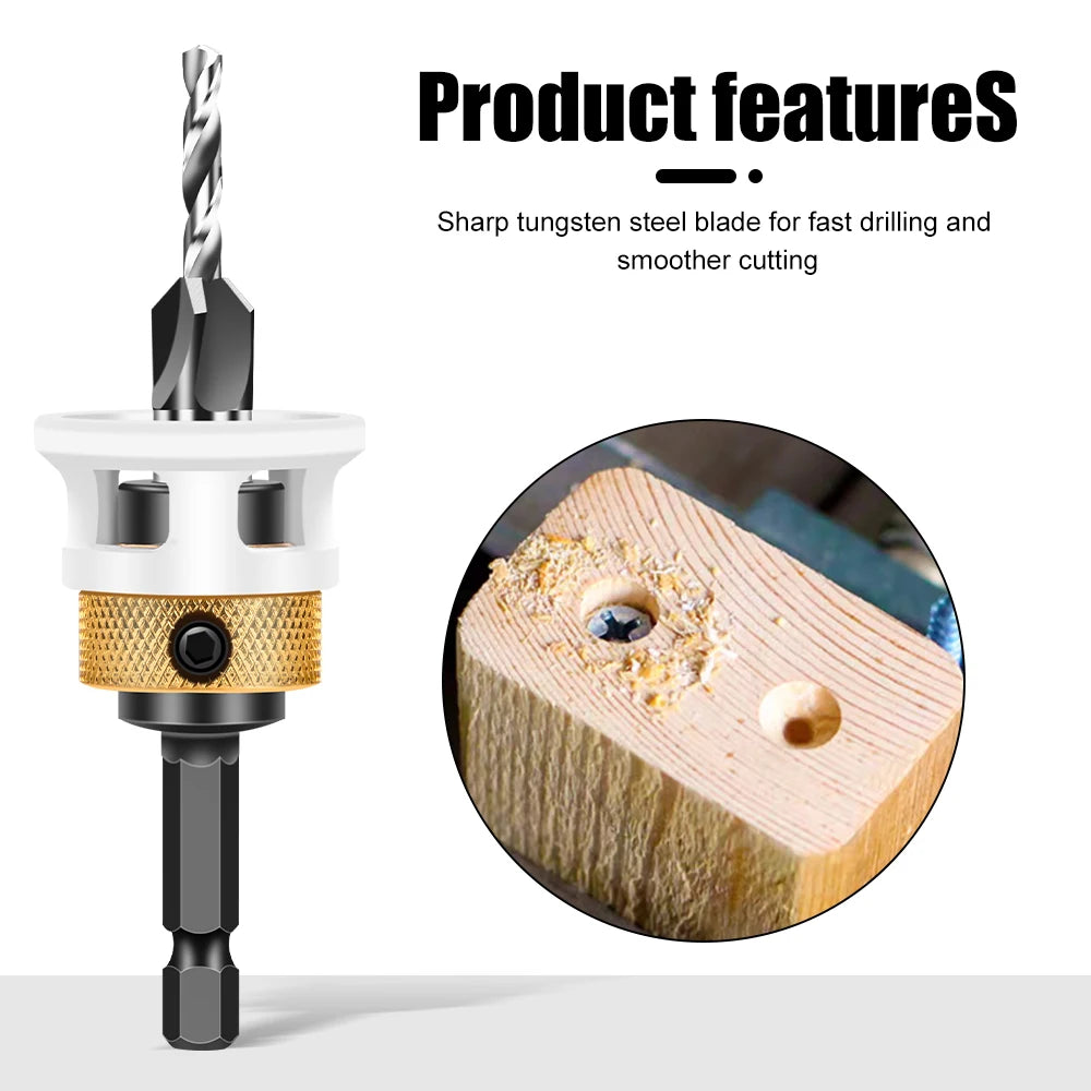 Adjustable depth four-edge countersink drill bit - view 3
