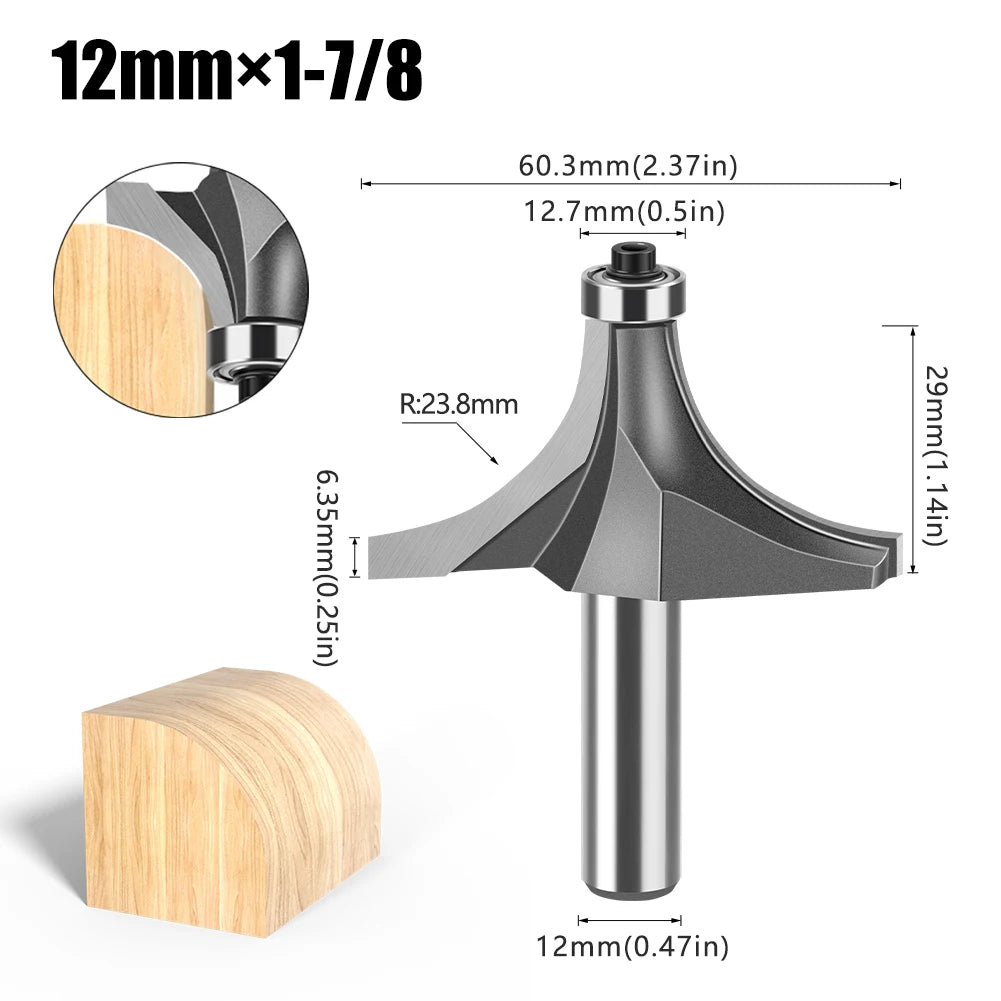 12mm shank round over router bit with bearing - image 24 of 27