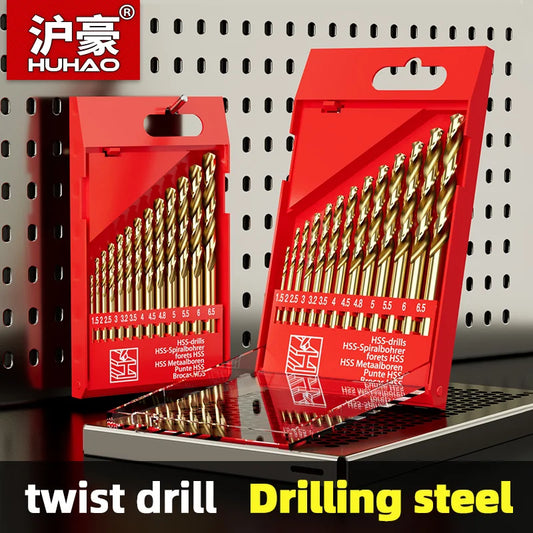 HUHAO 13-Piece Twist Drill Bit Set – HSS Titanium-Coated Metric Kit