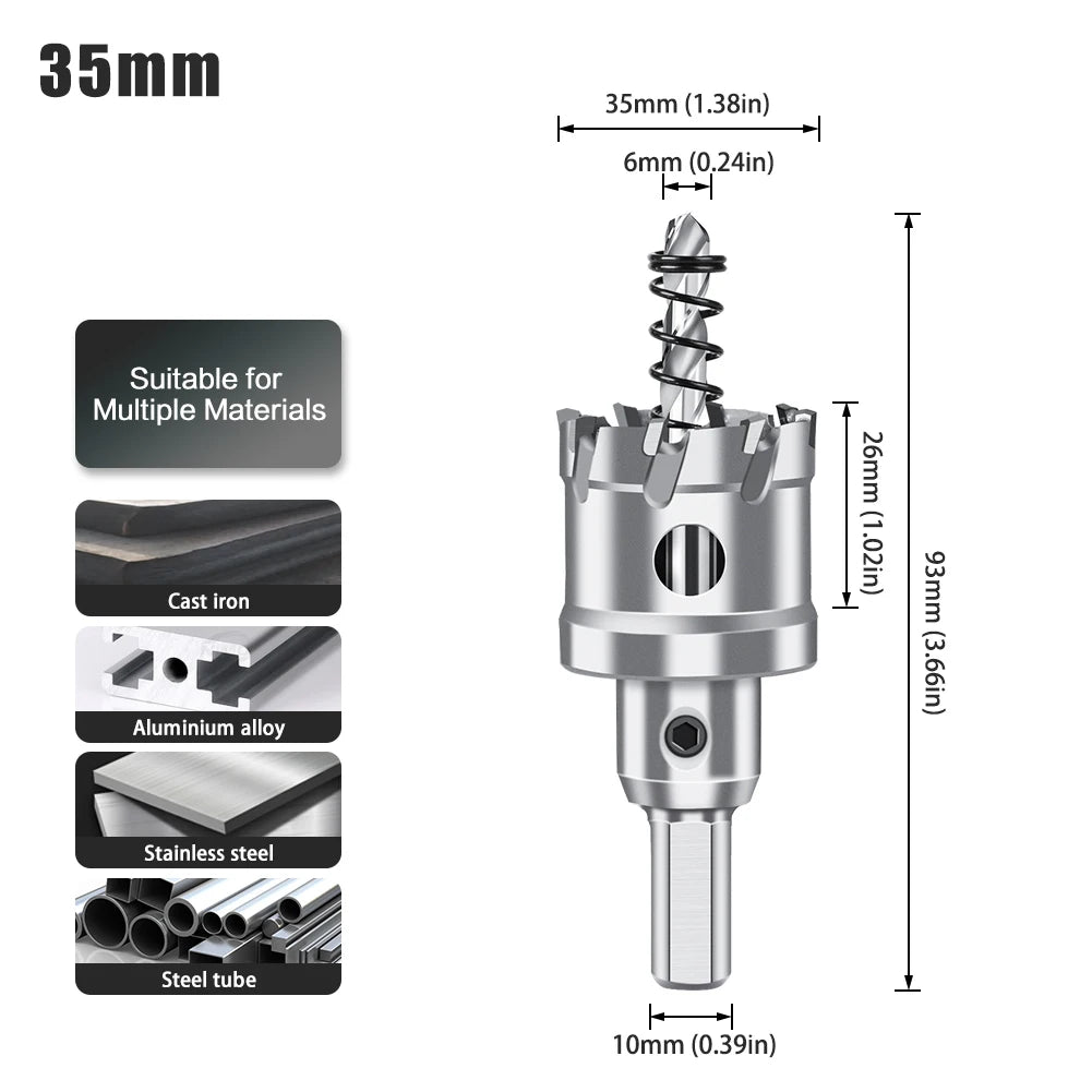 TCT Carbide Hole Saw - 12-70mm Single Cutter for Stainless Steel & Metal