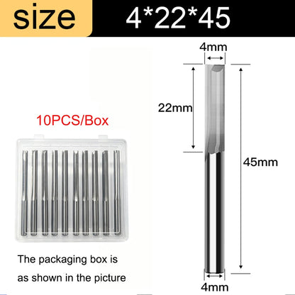 3.175mm Shank 2-Flute Straight End Mill - 10-Piece Engraving Bit Set