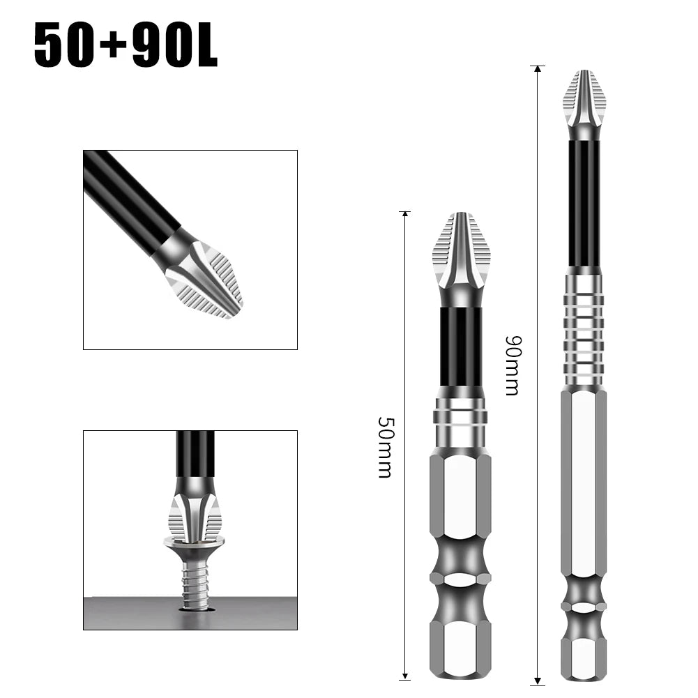 Non-Slip Magnetic Cross Head Screwdriver Bits - K5, 25-150mm Lengths