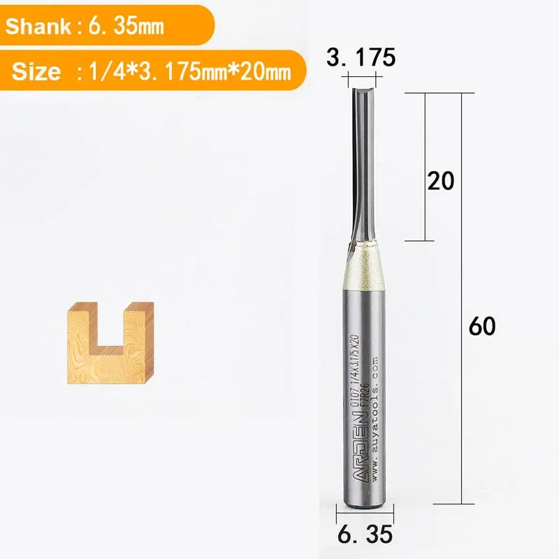 TCT Straight End Mill Router Bit - 1/4in Shank