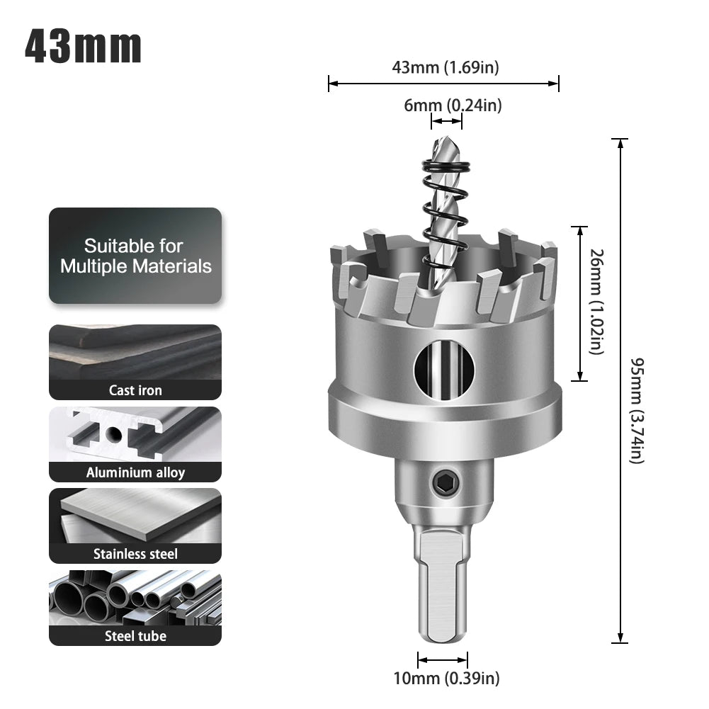 TCT Carbide Hole Saw - 12-70mm Single Cutter for Stainless Steel & Metal