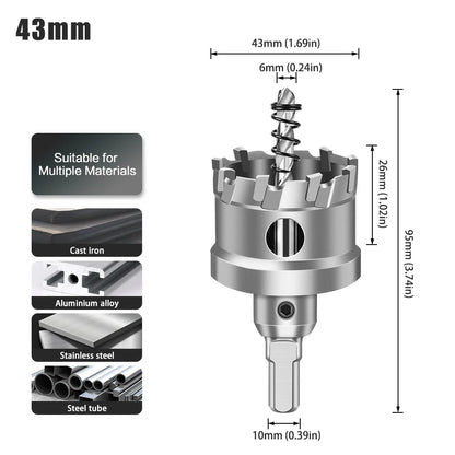 TCT Carbide Hole Saw - 12-70mm Single Cutter for Stainless Steel & Metal
