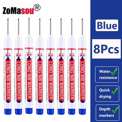 Waterproof Deep-Hole Marker Pens – 20mm Long Head, Carpenter Set