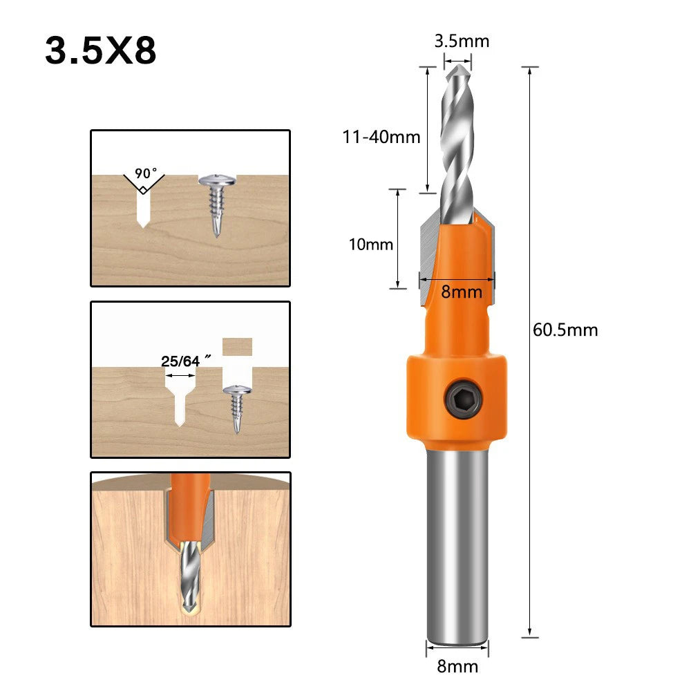 HSS Countersink Bit for Wood - 2.8-4mm, Single & 5-Piece Sets