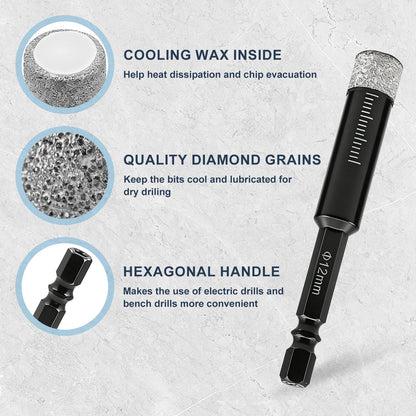 Diamond Drill Bit Hole Saw – 5-16mm Hex Shank, Dry Tile Drilling