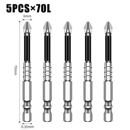 Non-Slip Magnetic Cross Head Screwdriver Bits - K5, 25-150mm Lengths