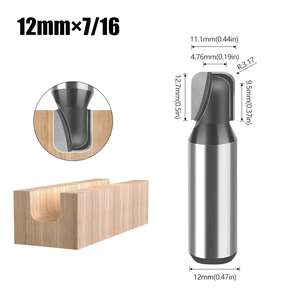 Round bottom double arc router bit with 6mm, 1/4in and 12mm shank - image 10 of 25