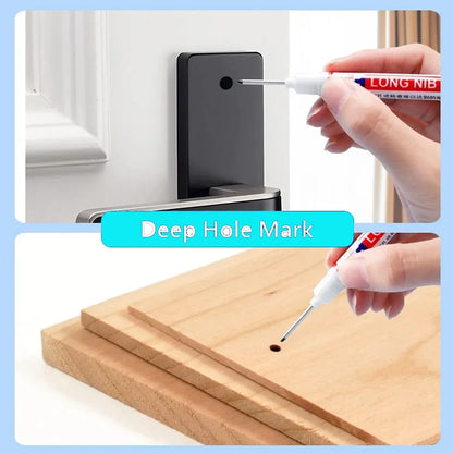 Waterproof Deep-Hole Marker Pens – 20mm Long Head, Carpenter Set