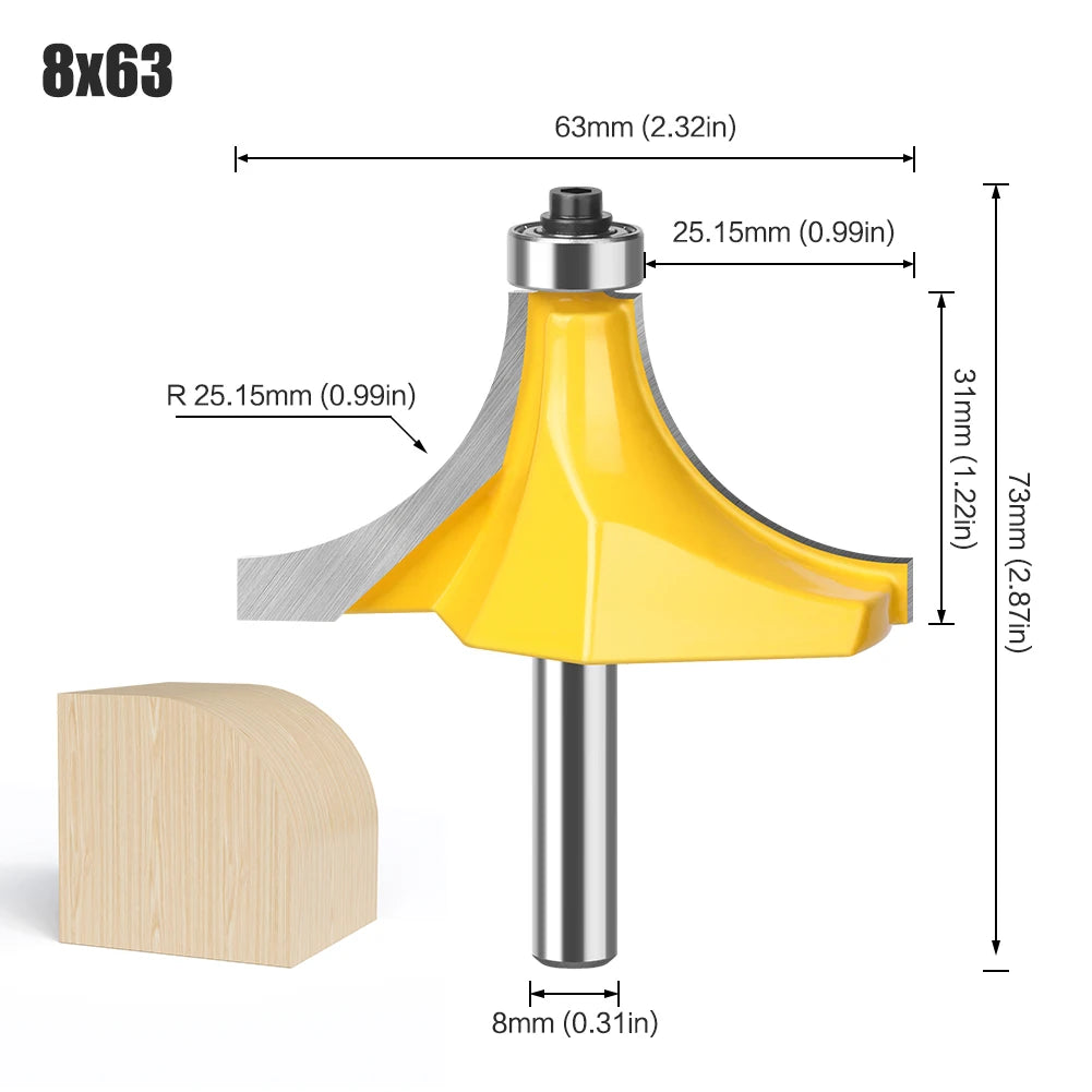 Large radius round over router bit with bearing - image 7 of 9