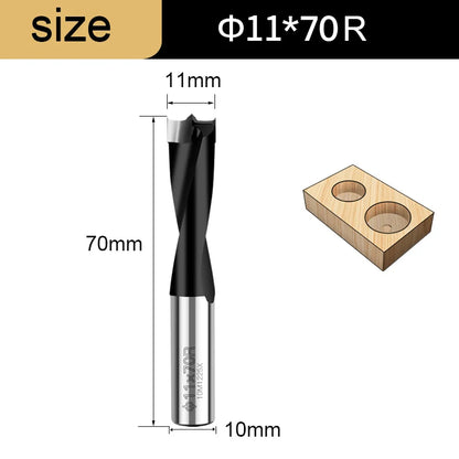 Gang Drill Bit for Wood - 10mm Shank, 70mm Long, Left & Right Rotation