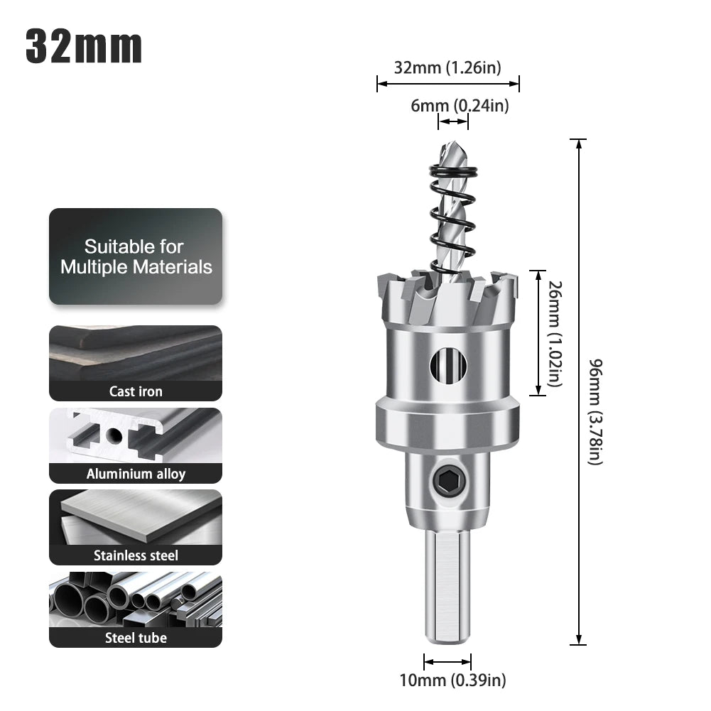 TCT Carbide Hole Saw - 12-70mm Single Cutter for Stainless Steel & Metal