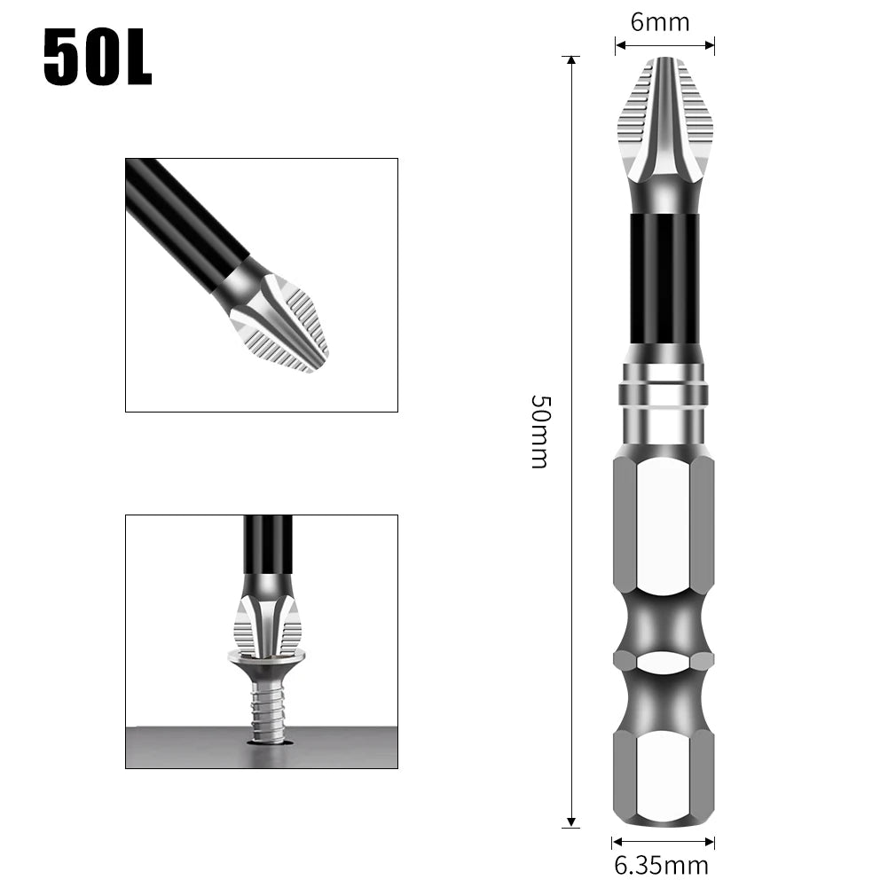 Non-Slip Magnetic Cross Head Screwdriver Bits - K5, 25-150mm Lengths