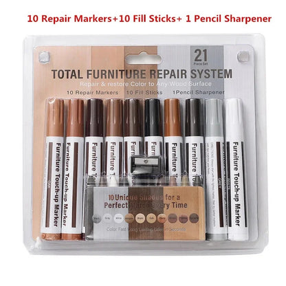 Furniture Repair Pen Kit – Wood Markers & Wax Sticks Touch-Up Set