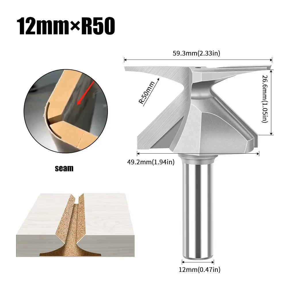 Arc bending router bit mounted in router table