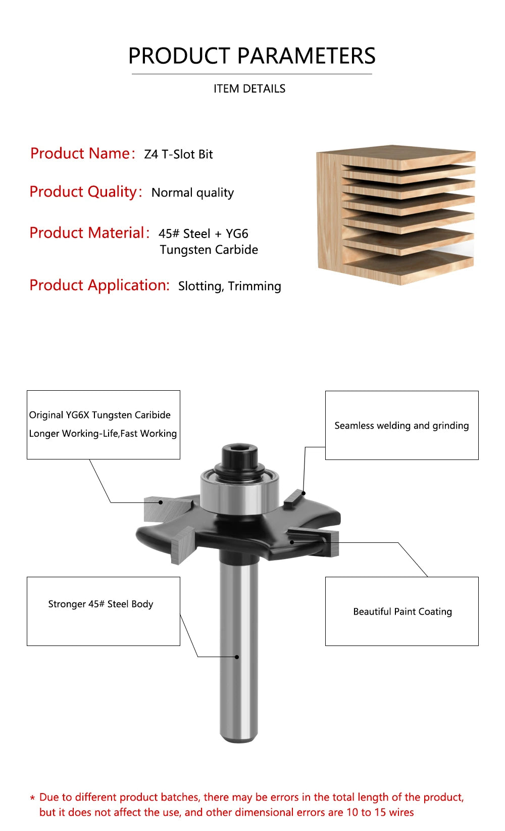 LAVIE 4-Blade T-Slot Cutter – 6mm/6.35mm Shank Jointing Bit