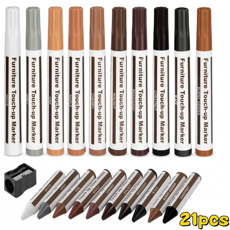 Furniture Repair Pen Kit – Wood Markers & Wax Sticks Touch-Up Set
